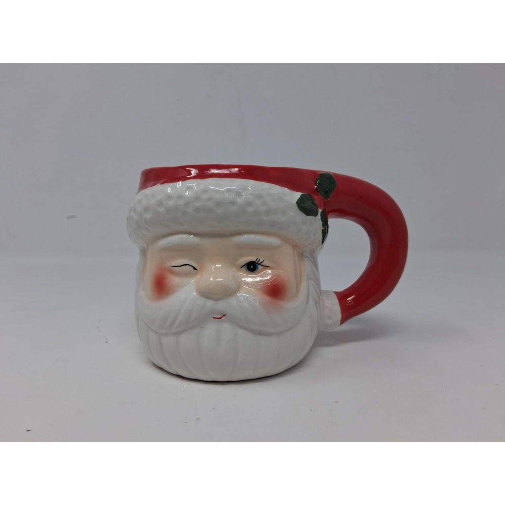 Miracle Cocktail Kingdom Winking Santa Claus Head Figural Ceramic Mug Christmas